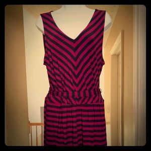 Fuschia with Black stripe dress.